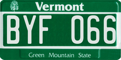 VT license plate BYF066