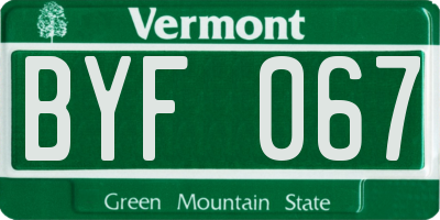 VT license plate BYF067