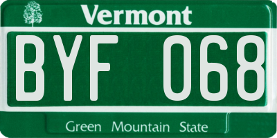 VT license plate BYF068