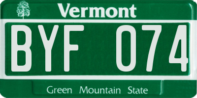 VT license plate BYF074