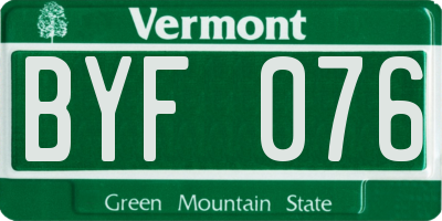 VT license plate BYF076