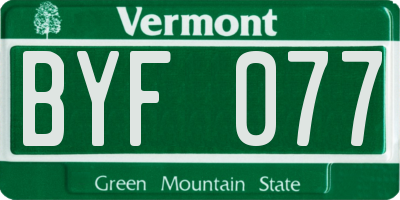 VT license plate BYF077