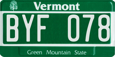 VT license plate BYF078