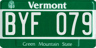 VT license plate BYF079