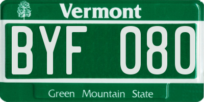 VT license plate BYF080