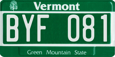 VT license plate BYF081
