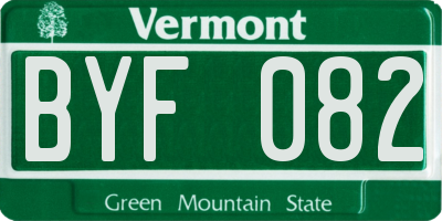 VT license plate BYF082