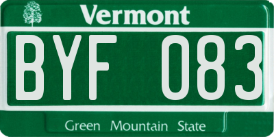 VT license plate BYF083