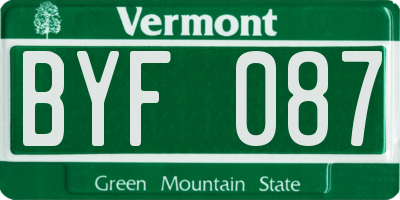 VT license plate BYF087