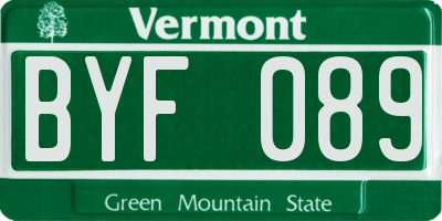 VT license plate BYF089