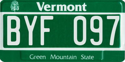 VT license plate BYF097