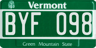 VT license plate BYF098