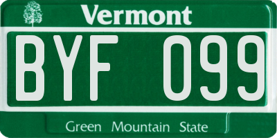 VT license plate BYF099