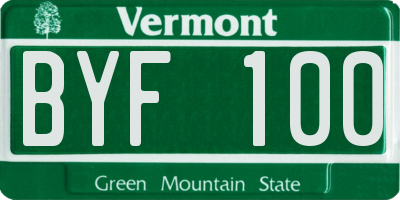 VT license plate BYF100