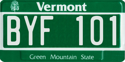 VT license plate BYF101