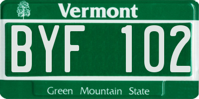 VT license plate BYF102