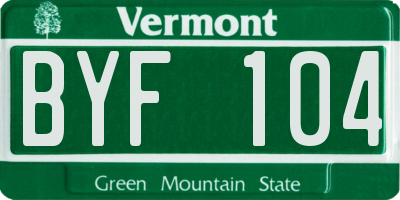 VT license plate BYF104