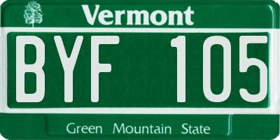 VT license plate BYF105