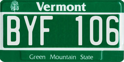 VT license plate BYF106