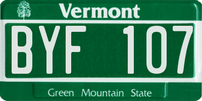 VT license plate BYF107