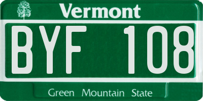VT license plate BYF108