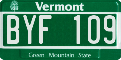 VT license plate BYF109