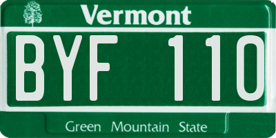 VT license plate BYF110