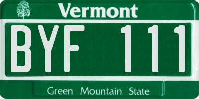 VT license plate BYF111