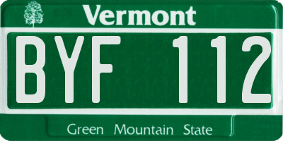 VT license plate BYF112