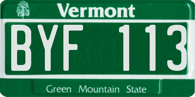 VT license plate BYF113