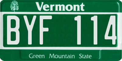 VT license plate BYF114