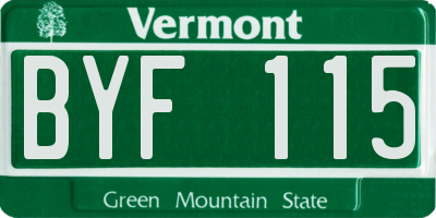 VT license plate BYF115