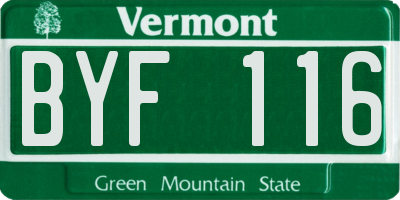 VT license plate BYF116