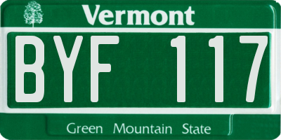 VT license plate BYF117
