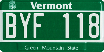 VT license plate BYF118