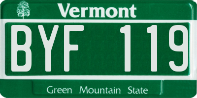 VT license plate BYF119