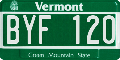 VT license plate BYF120