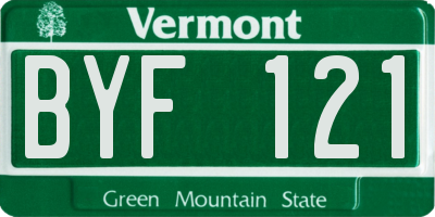 VT license plate BYF121