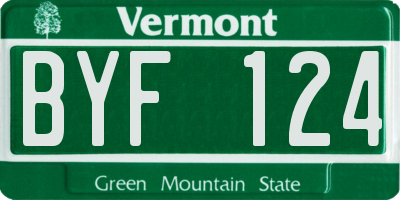 VT license plate BYF124