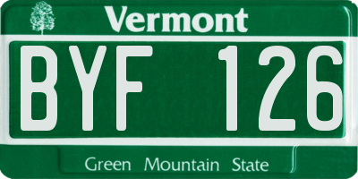 VT license plate BYF126