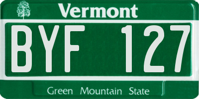 VT license plate BYF127