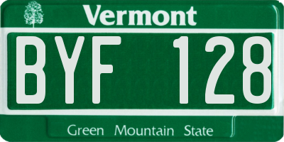 VT license plate BYF128