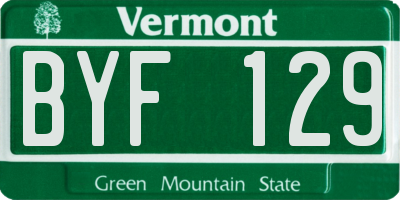 VT license plate BYF129