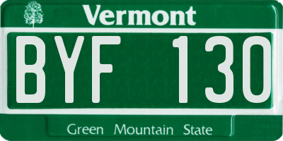VT license plate BYF130