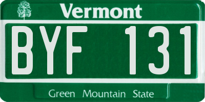 VT license plate BYF131