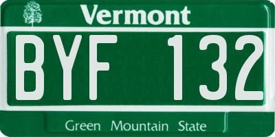 VT license plate BYF132