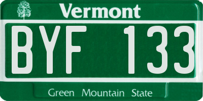 VT license plate BYF133