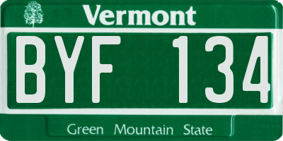 VT license plate BYF134