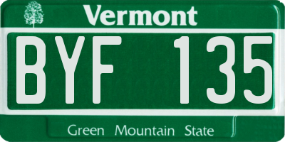 VT license plate BYF135