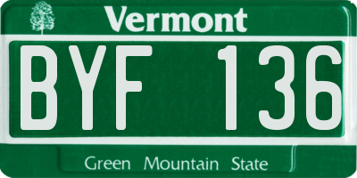 VT license plate BYF136